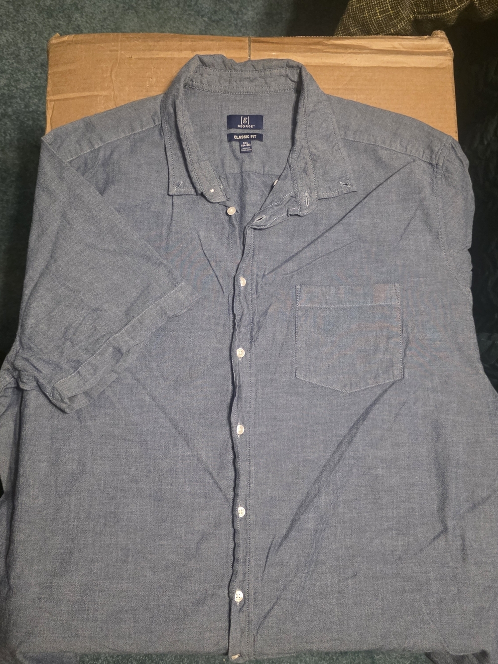 George Men's Chambray Button-Down Shirt in Blue